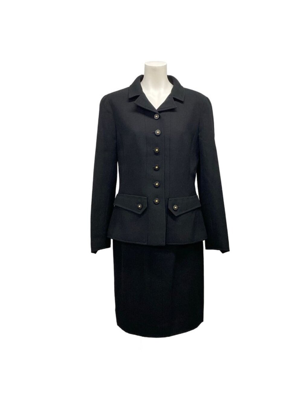 Chanel Skirt Suit Black Wool